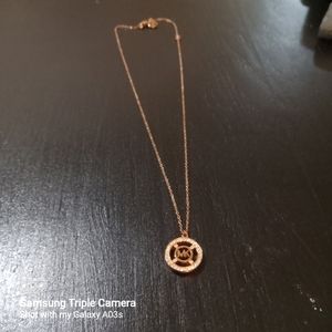 Michael Kors Heritage Fulton Rose Gold MK pendant necklace MKJ4100791 authentic